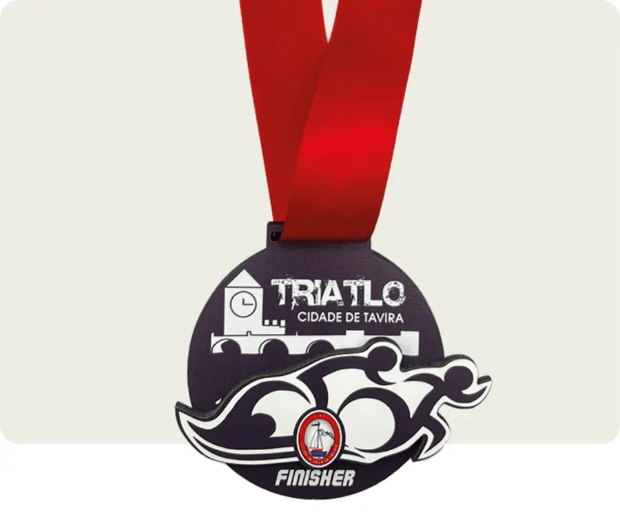 Medalha TMP111: Madeira 5mm com impressão + madeira 3mm com impressão