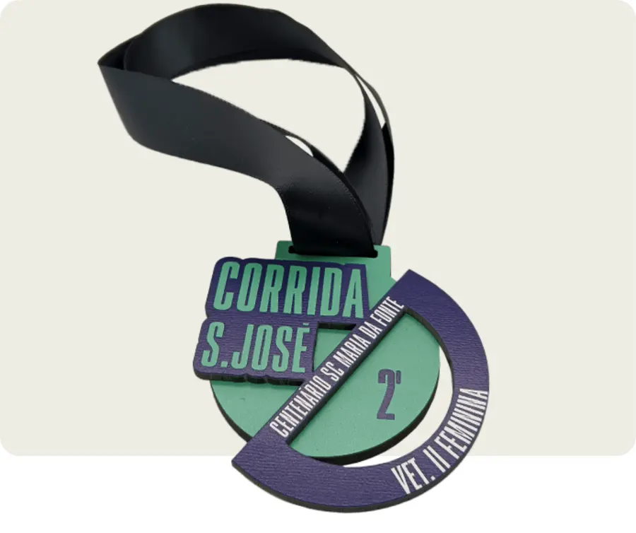 Medalha TMP114: Madeira 5mm com impressão + madeira 3mm com impressão