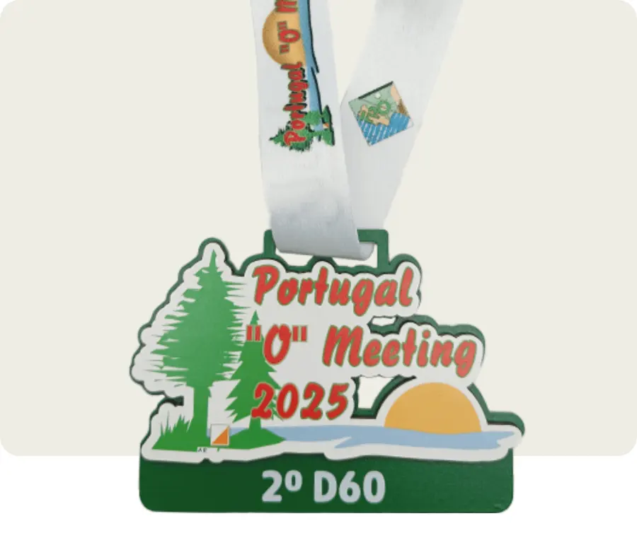 Medalha TMP203: Metal 2mm com impressão + madeira 3mm com impressão