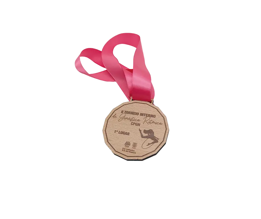 Medalha TMS105: Madeira 5mm c/ gravação a laser