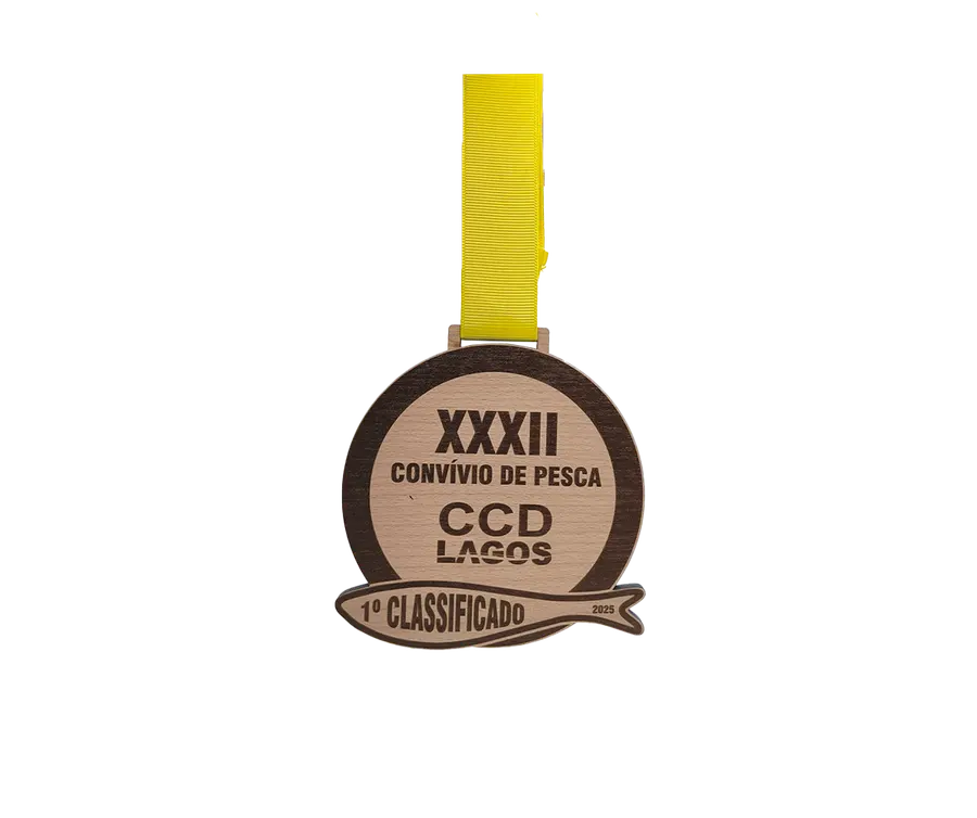 Medalha TMS108: Madeira 5mm c/ gravação a laser