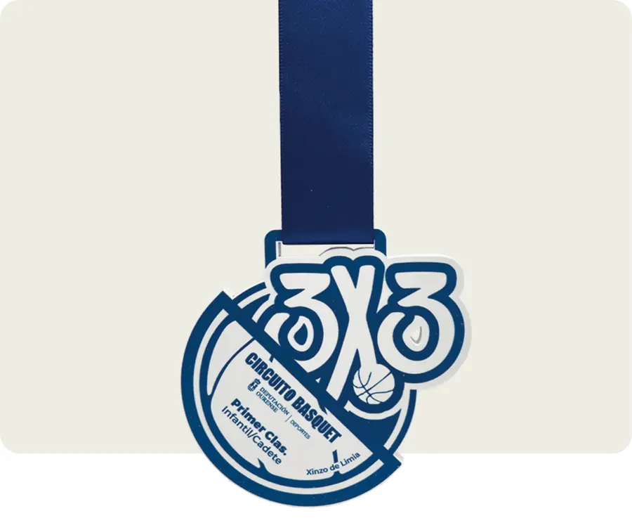Medalha TMS401: Acrilico branco 5mm c/ impressão