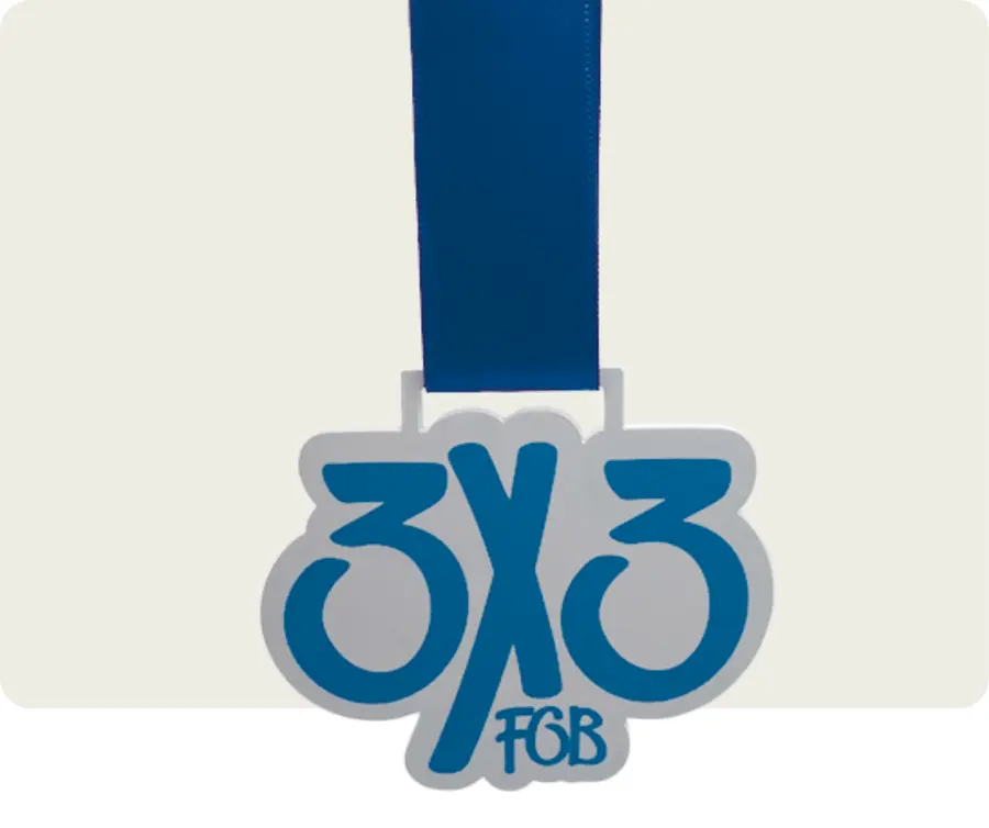 Medalha TMS404: Acrilico branco 5mm c/ impressão