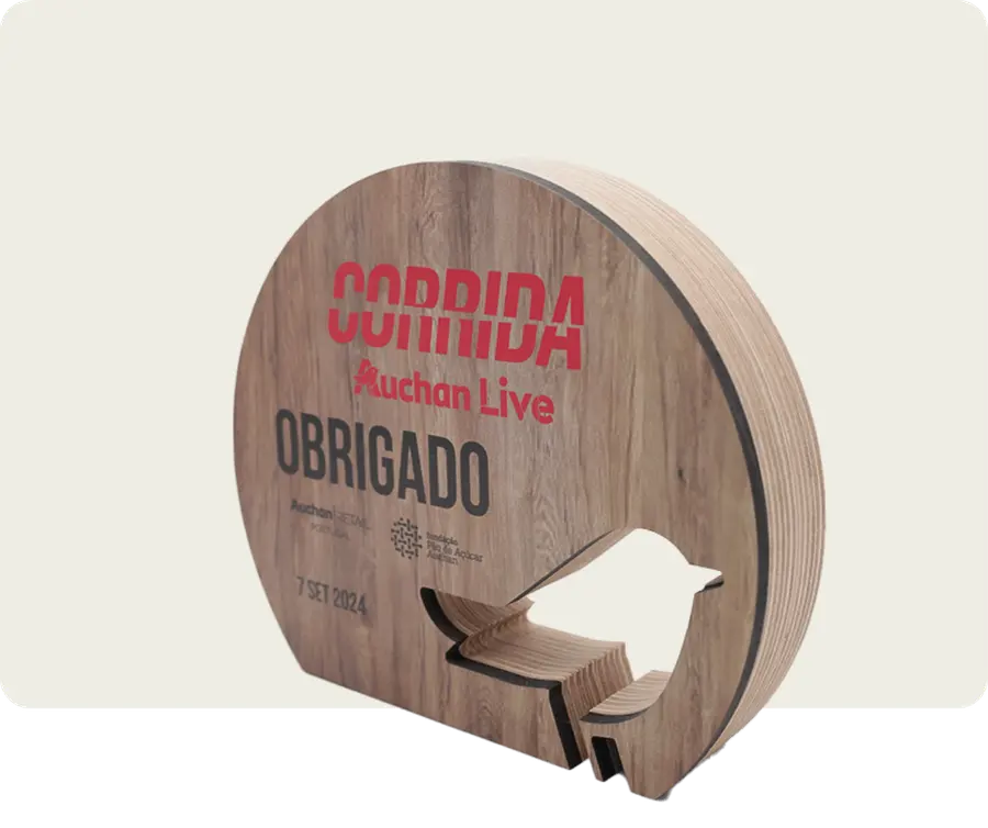 Troféu TTP110: 2x madeira 15mm + madeira 5mm com impressão