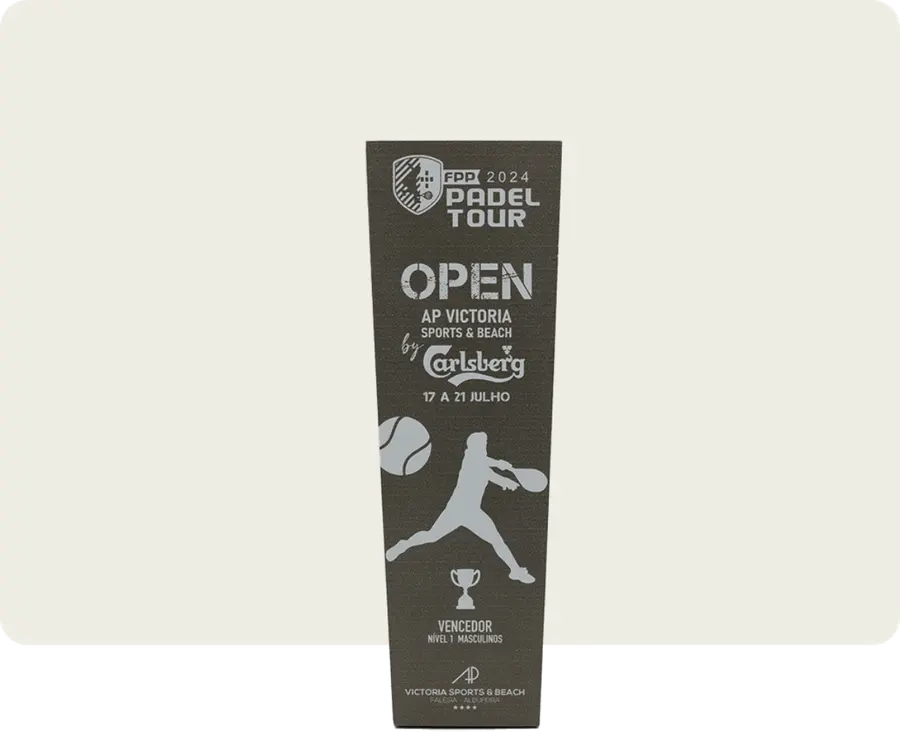 Troféu TTP111: Madeira 14mm-34mm + madeira 3mm com impressão